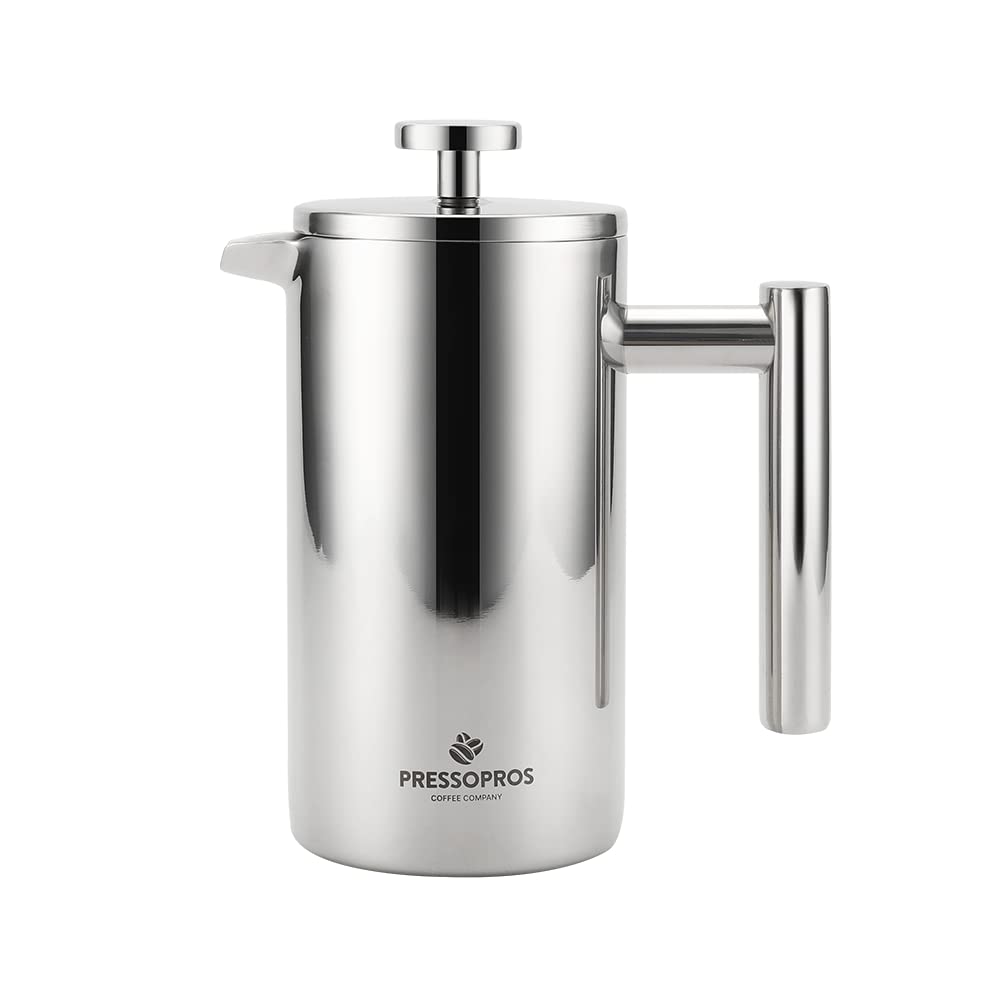 Pressopros 2 Cup French Press Coffee Maker Double Wall Stainless Steel 350ml NEW