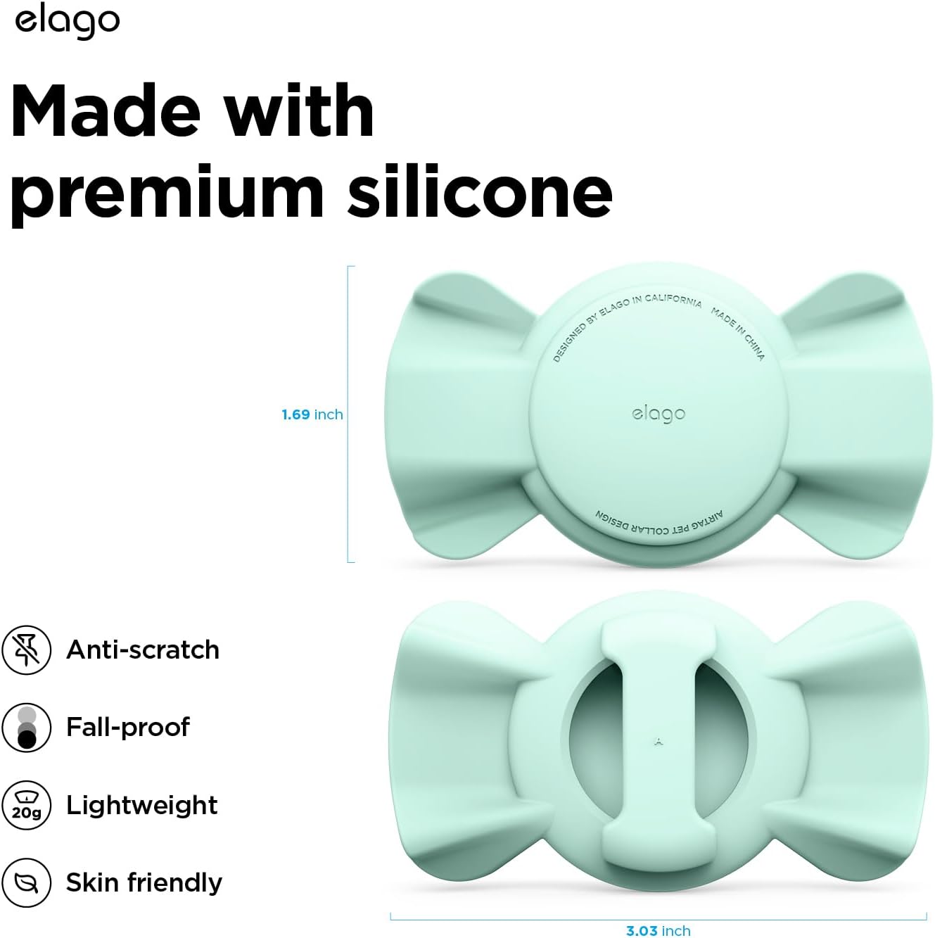 elago Mint Basic Collars Pet Collar Ribbon Case for Apple AirTag 1st & 2nd NEW