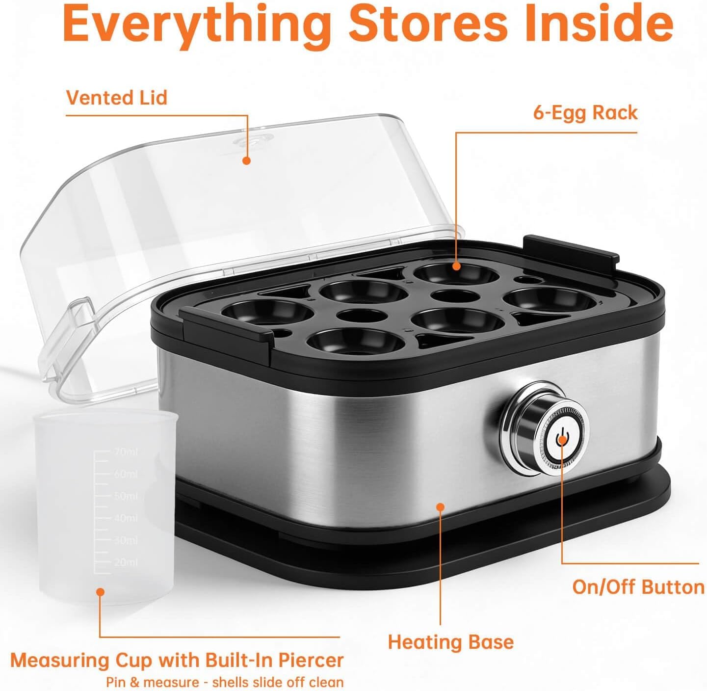 XIULIUU Rapid Speciality Appliances Egg Cooker Electric 6 Capacity Soft DEMO