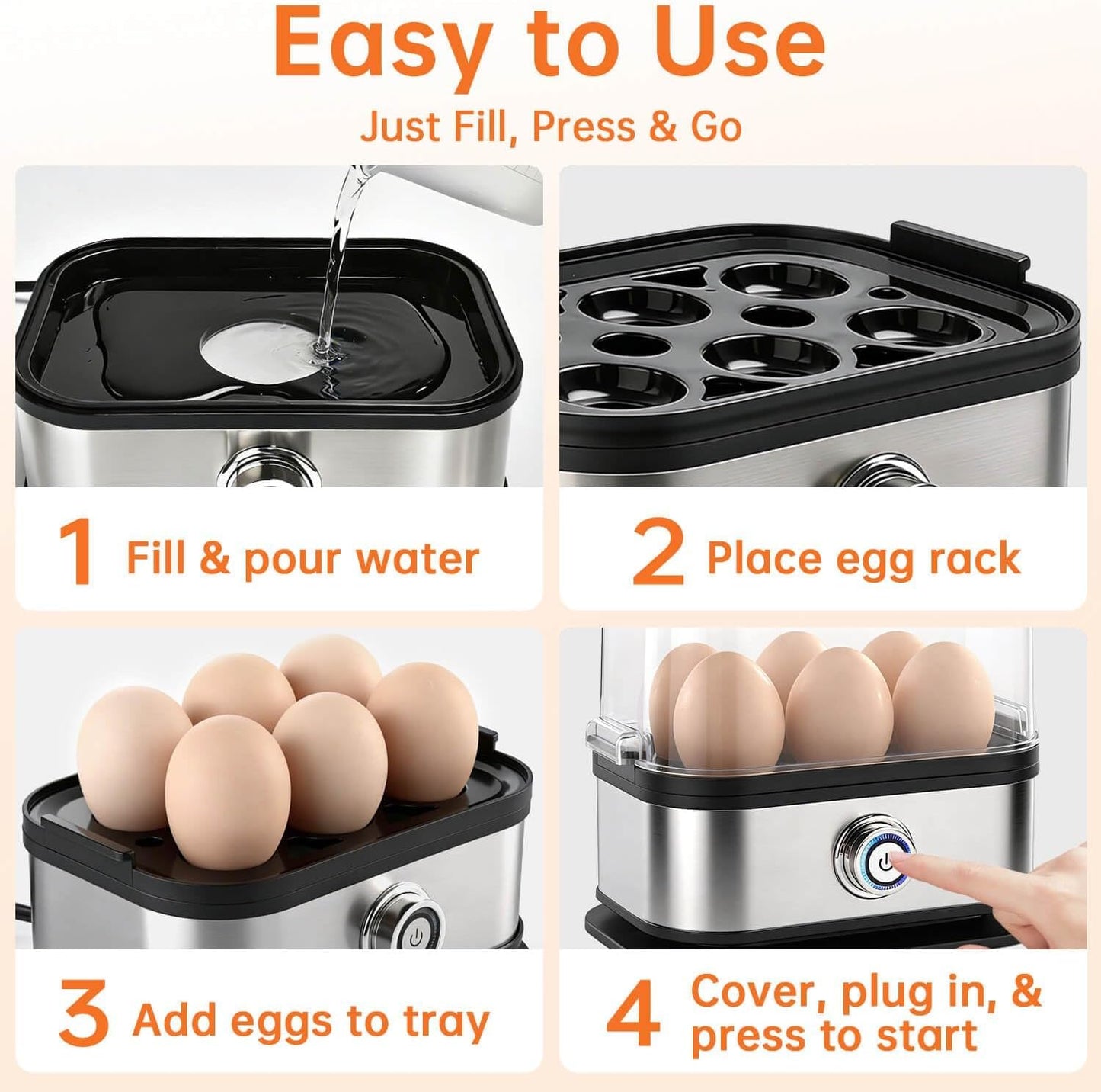 XIULIUU Rapid Speciality Appliances Egg Cooker Electric 6 Capacity Soft DEMO
