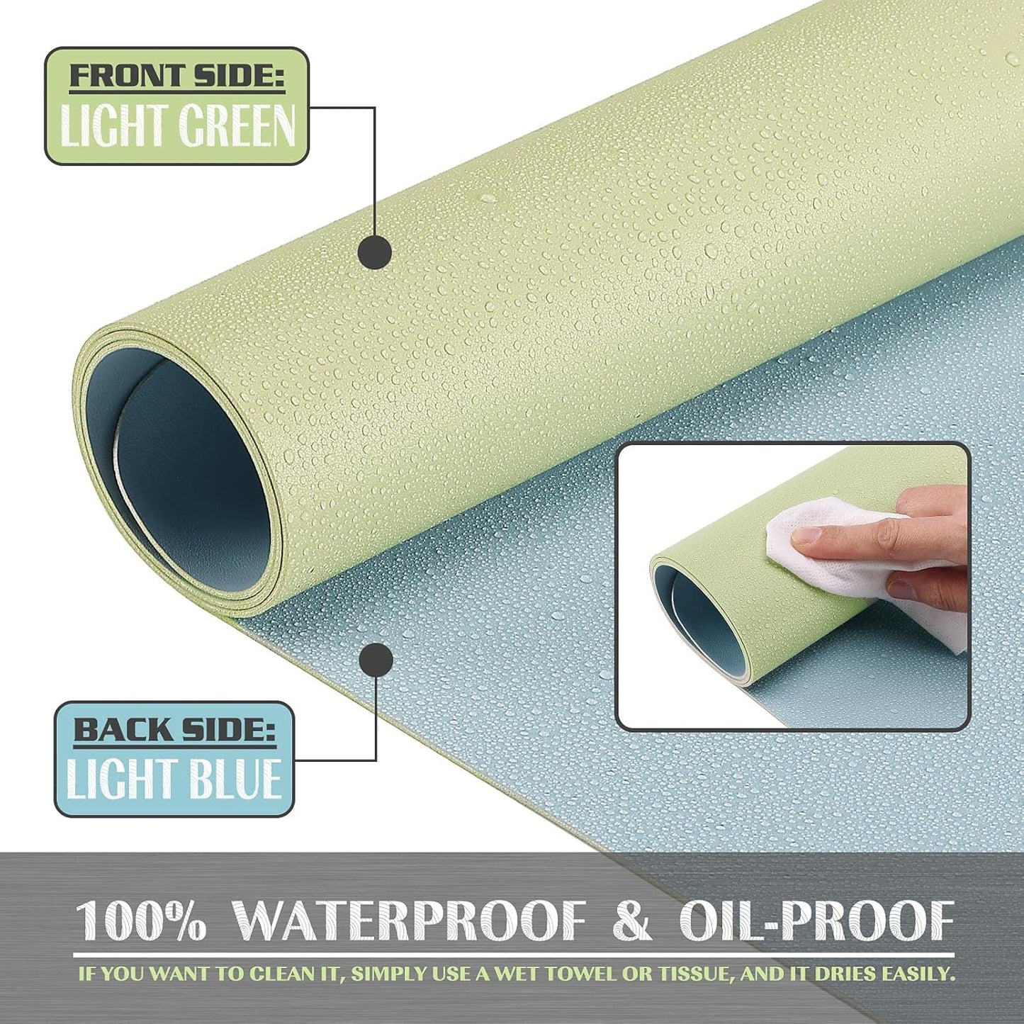 K KNODEL Large Faux Leather Desk Pad & Keyboard Mat, 40 x 80 cm Light Green NEW