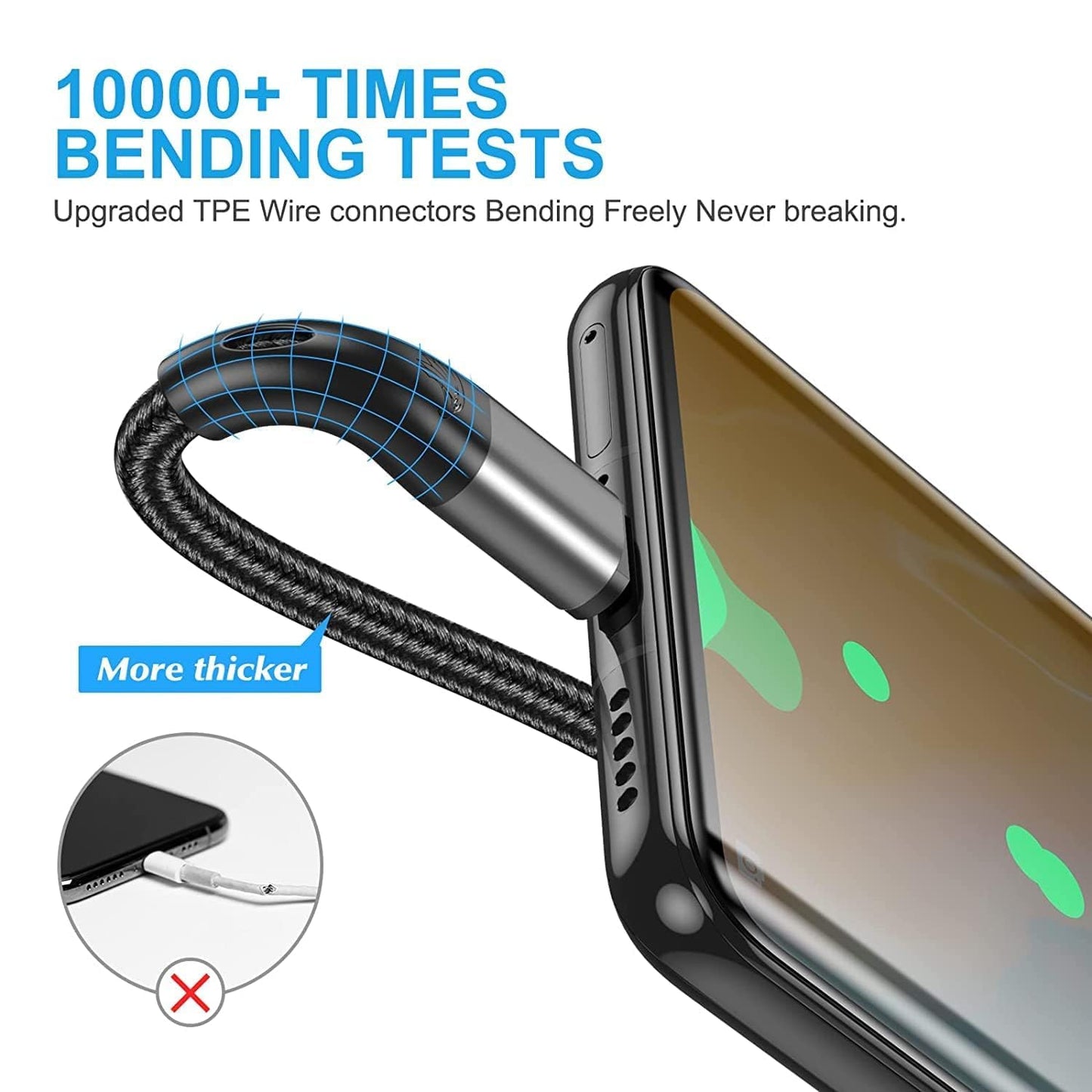 T Tersely USB Cables 100W Fast Charging USB-C Cable Type C PD Charger 2 Pack NEW