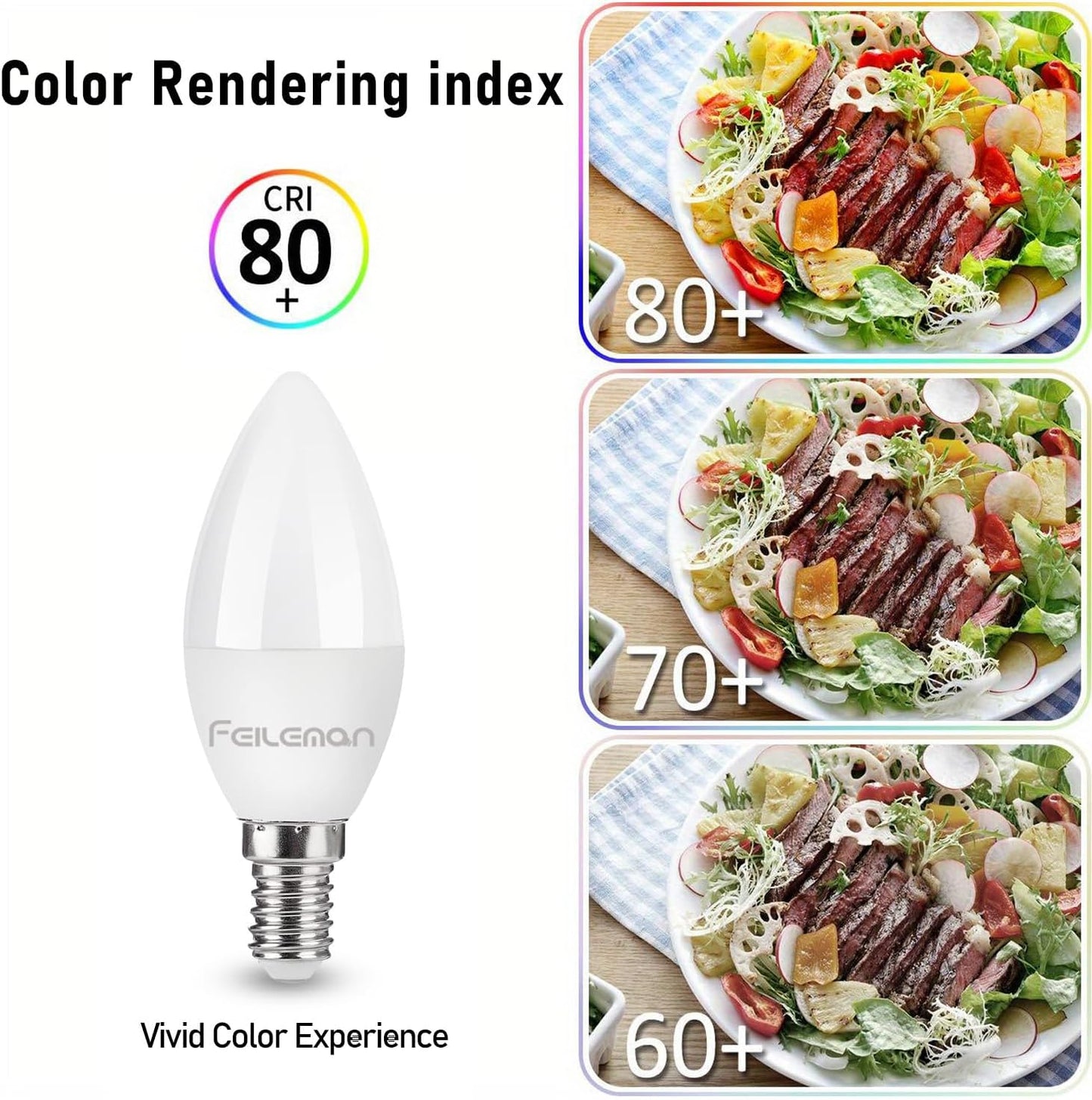 FEILEMAN 8W LED Light Bulbs Super Bright Small Edison Screw 3000 Kelvin NEW