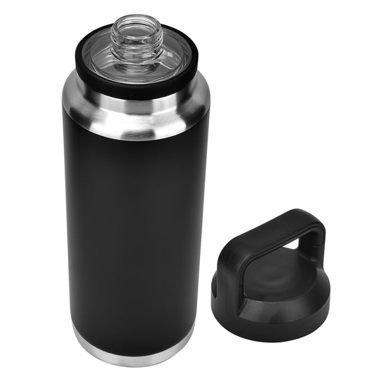Durable Stainless Steel Sports Water Bottle, Vacuum Insulated 1100ml, Black NEW