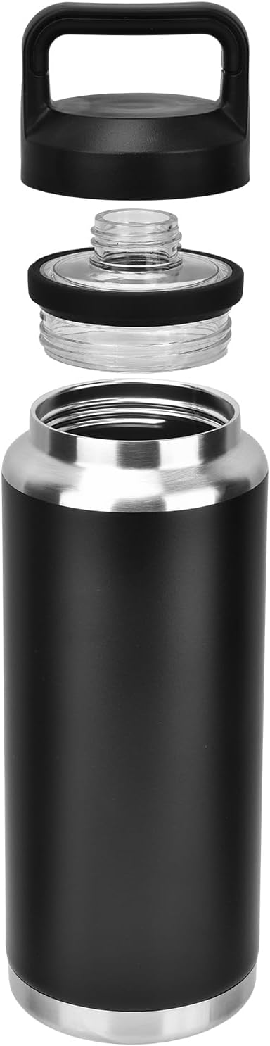 Durable Stainless Steel Sports Water Bottle, Vacuum Insulated 1100ml, Black NEW