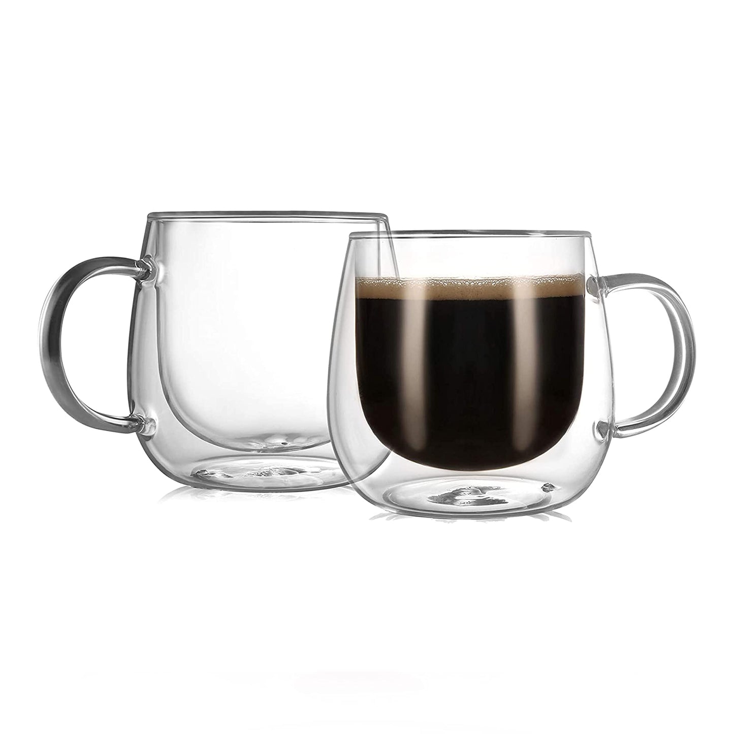 CNGLASS Double Walled Glass Coffee Mugs Insulated Espresso Cups 10oz(2PCS) NEW