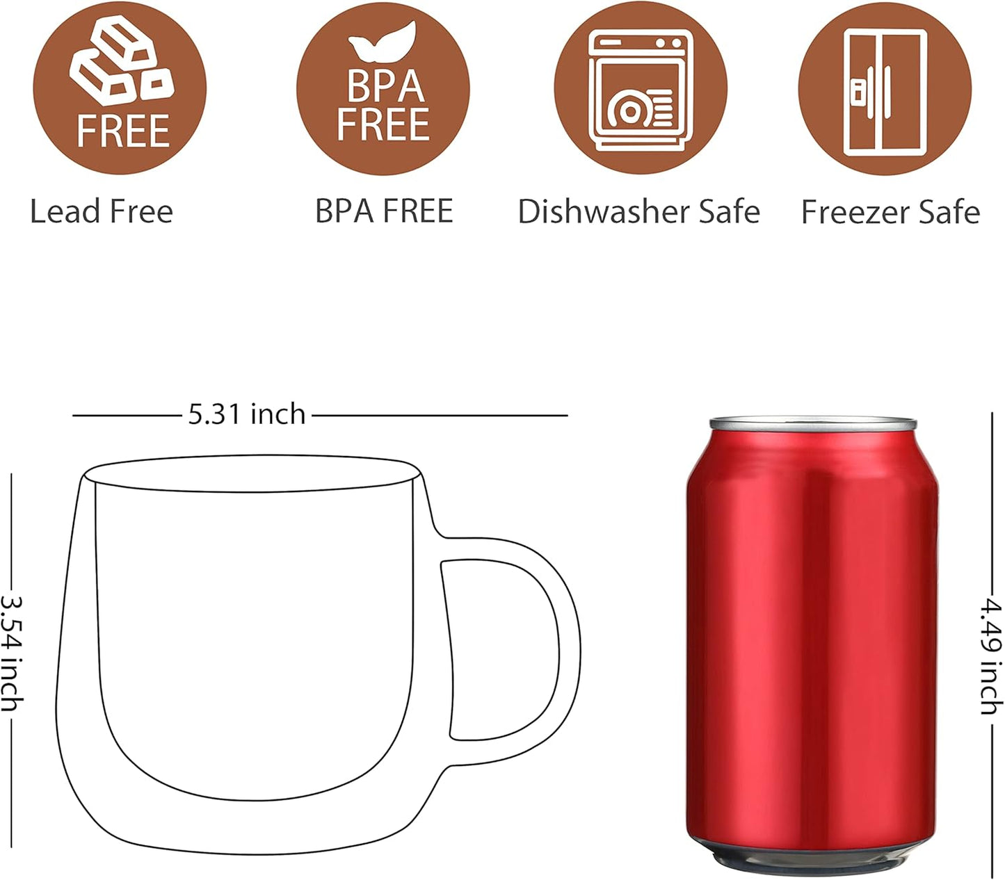 CNGLASS Double Walled Glass Coffee Mugs Insulated Espresso Cups 10oz(2PCS) NEW