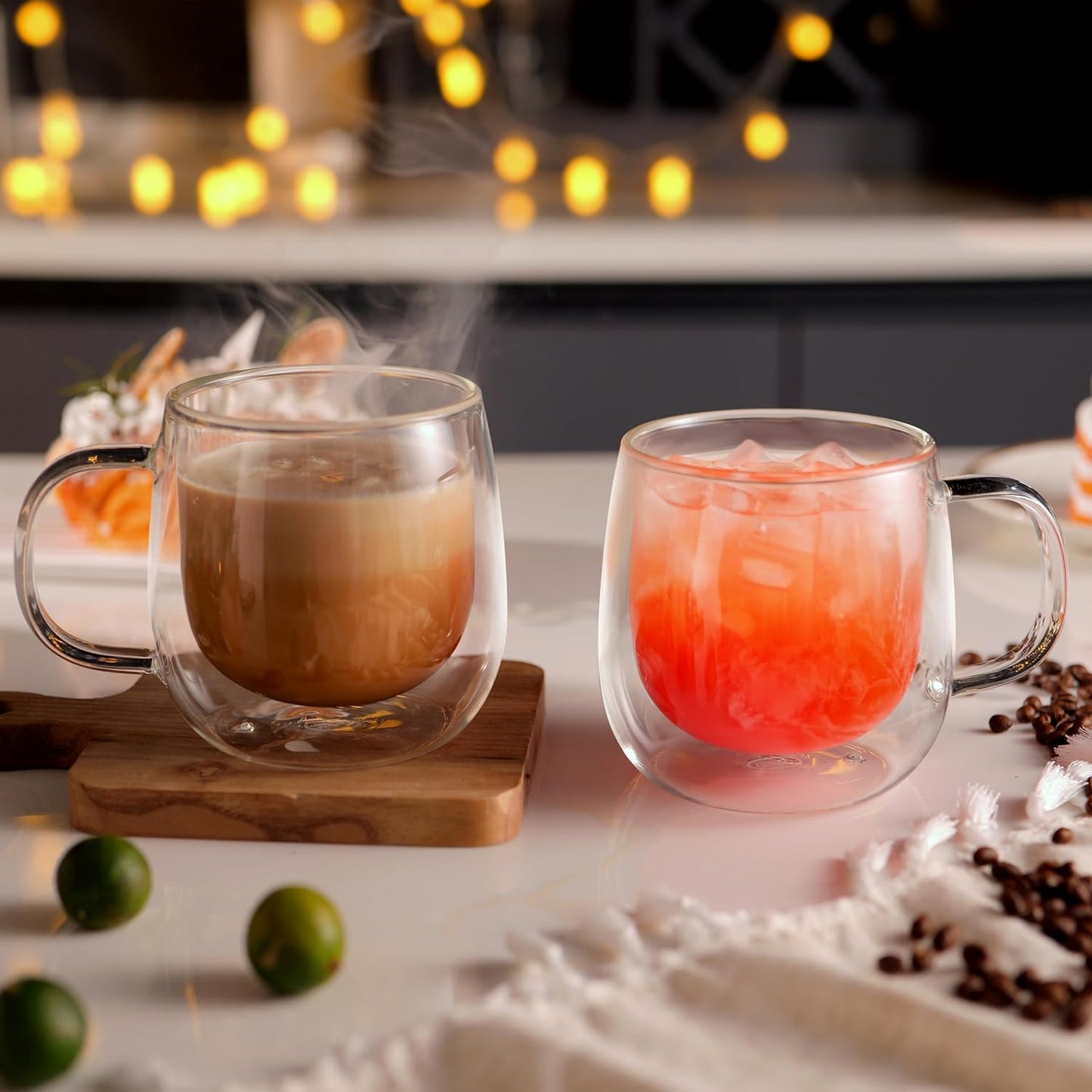 CNGLASS Double Walled Glass Coffee Mugs Insulated Espresso Cups 10oz(2PCS) NEW