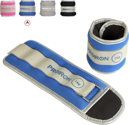 PROIRON Reflective Wrist Ankle Weights 2kg Leg Arm One Size Blue 1kg x 2 NEW