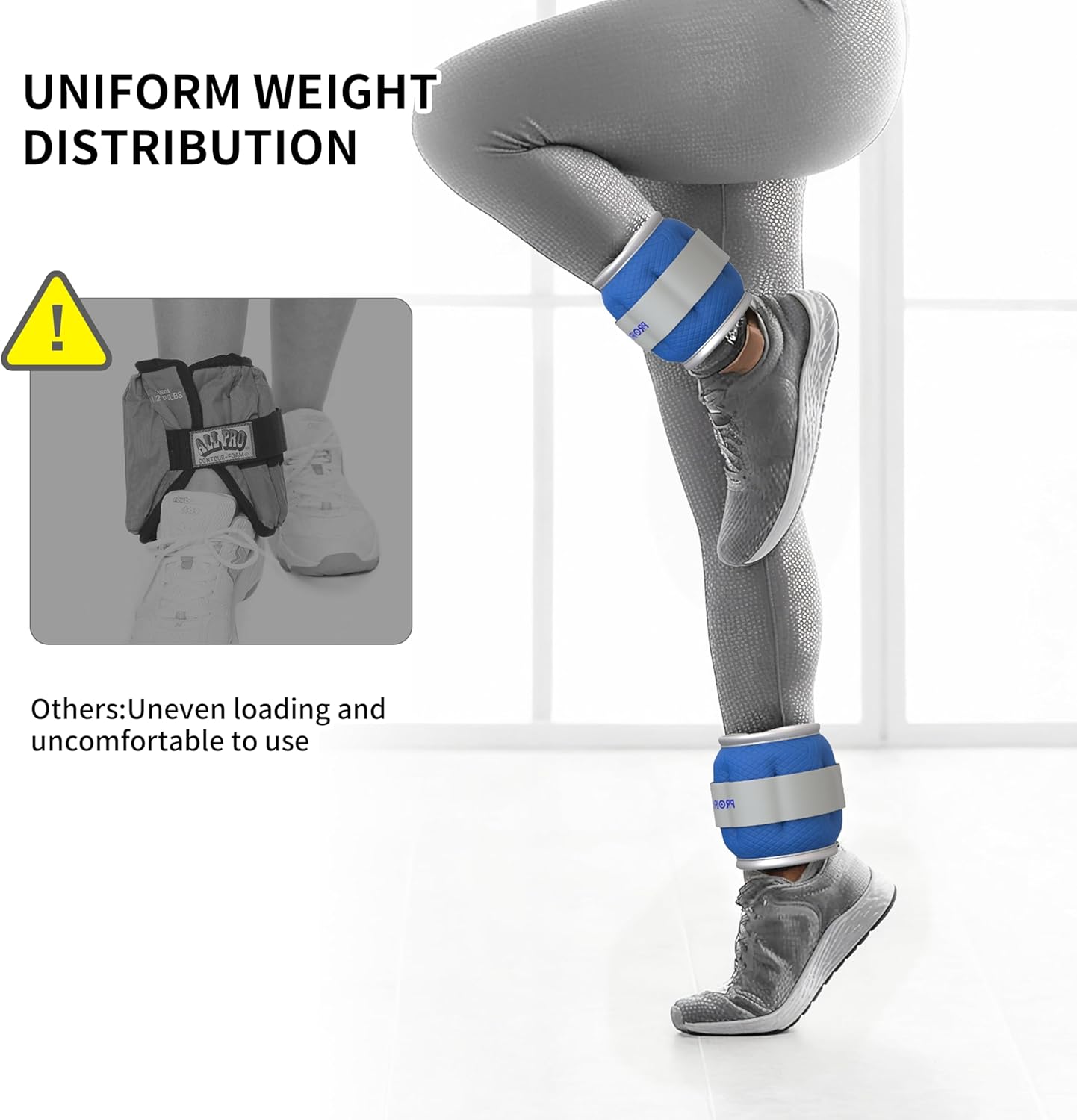 PROIRON Reflective Wrist Ankle Weights 2kg Leg Arm One Size Blue 1kg x 2 NEW