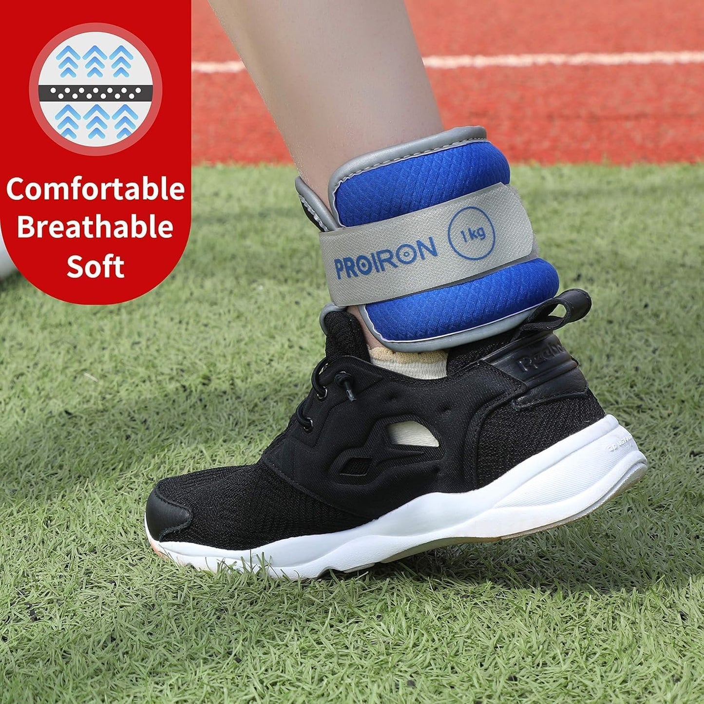 PROIRON Reflective Wrist Ankle Weights 2kg Leg Arm One Size Blue 1kg x 2 NEW