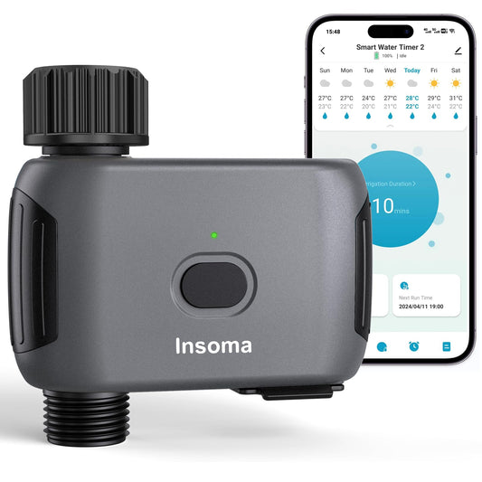 Insoma WiFi Enabled Outdoor Hose Timer - Automatic & Manual Watering, Grey DEMO