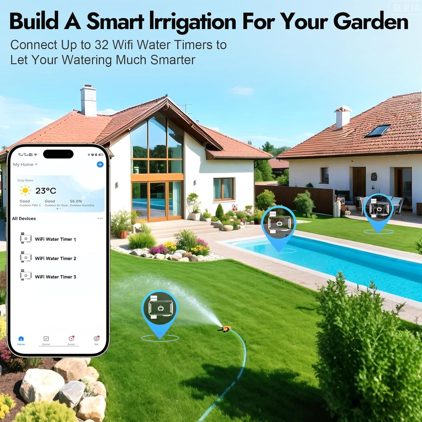 Insoma WiFi Enabled Outdoor Hose Timer - Automatic & Manual Watering, Grey DEMO