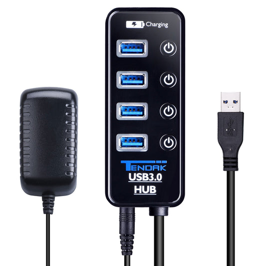Tendak 4 USB Hubs Port USB 3.0 Hub with Smart Charging - High-Speed Data DEMO