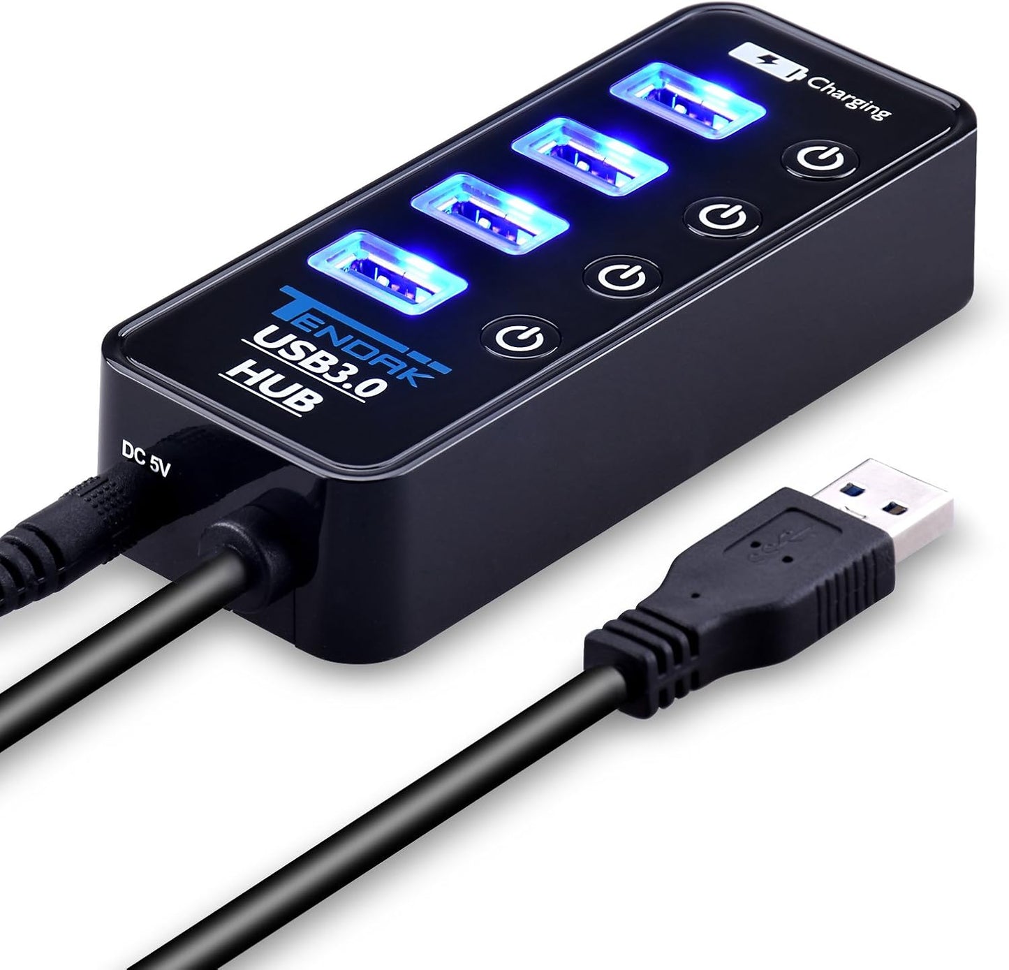Tendak 4 USB Hubs Port USB 3.0 Hub with Smart Charging - High-Speed Data DEMO