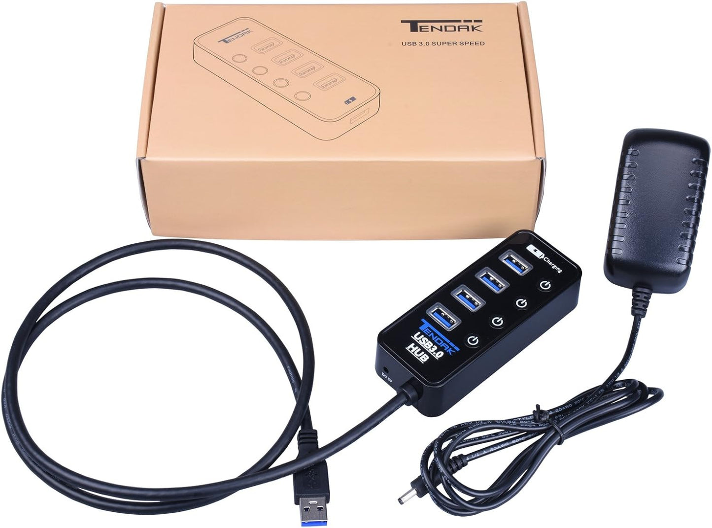 Tendak 4 USB Hubs Port USB 3.0 Hub with Smart Charging - High-Speed Data DEMO