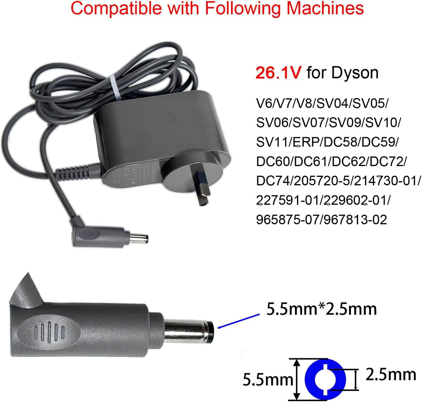 youguobeier 26.1V Replacement Parts 0.78A Battery Charger for Dyson V8 V7 DEMO