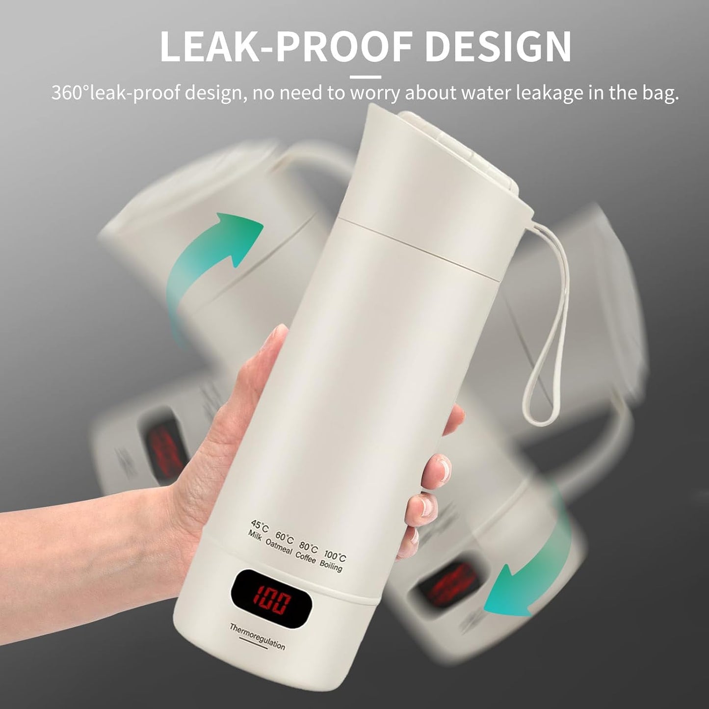 XIULIUU Portable Electric Kettle, 400ML Small Hot Water Boiler, Beige, DEMO