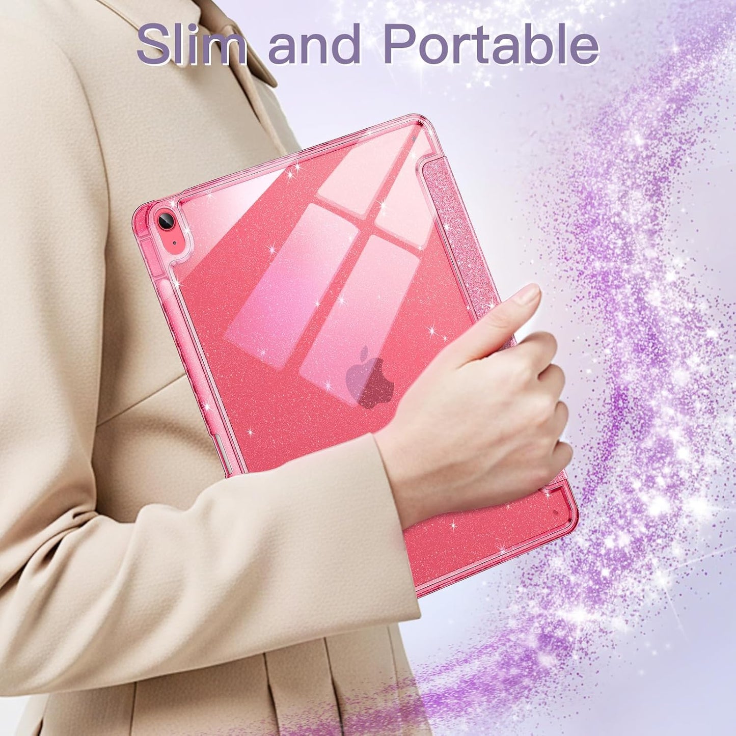 JETech Glitter Cases Sparkle Protective Case for 11th & 10th Gen iPad, Pink NEW