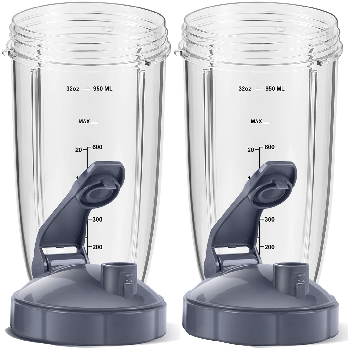 MEET JUICE Replacement 32oz Cups with Flip-Top Lid and Rubber Gasket Clear NEW