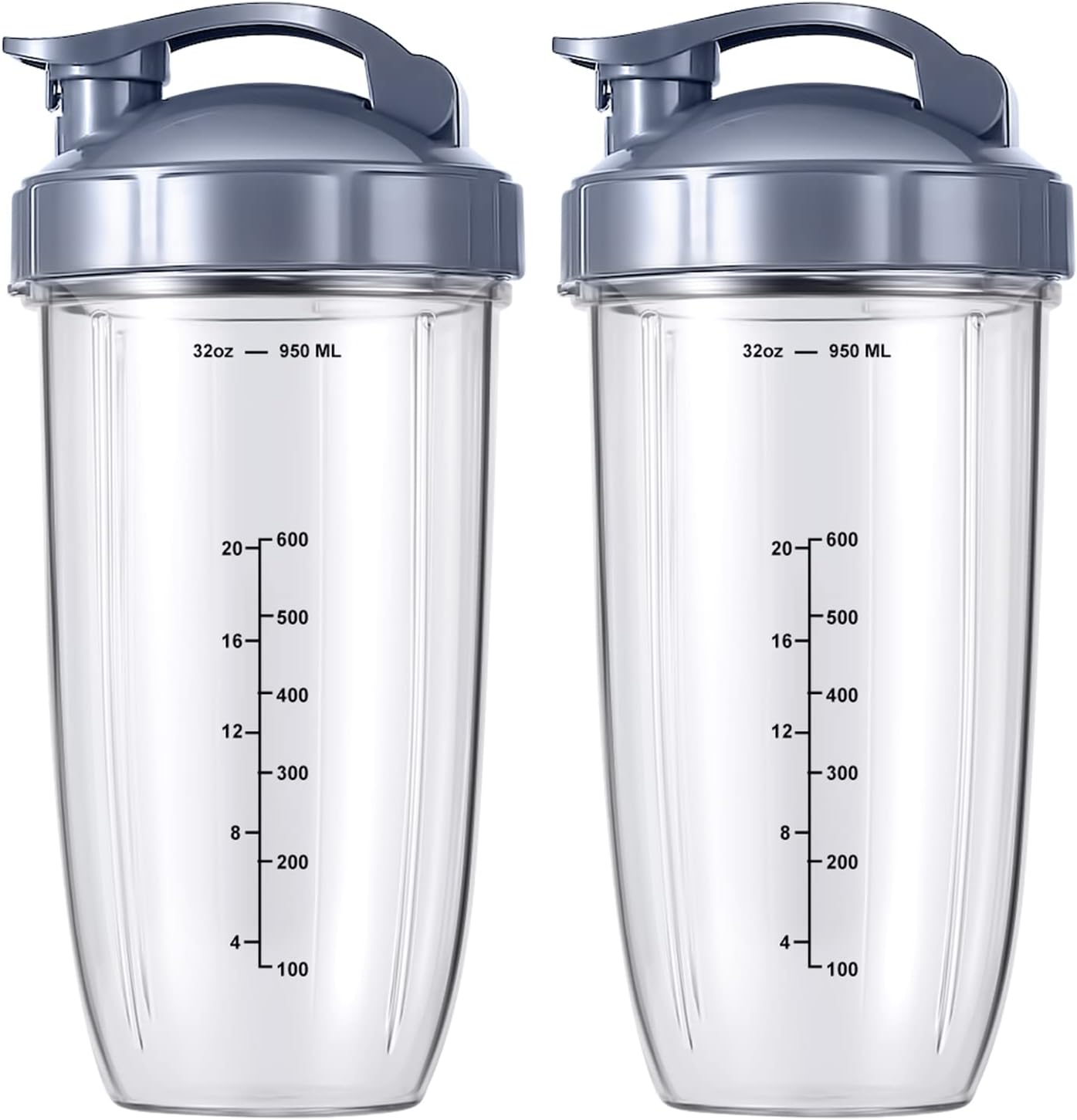 MEET JUICE Replacement 32oz Cups with Flip-Top Lid and Rubber Gasket Clear NEW