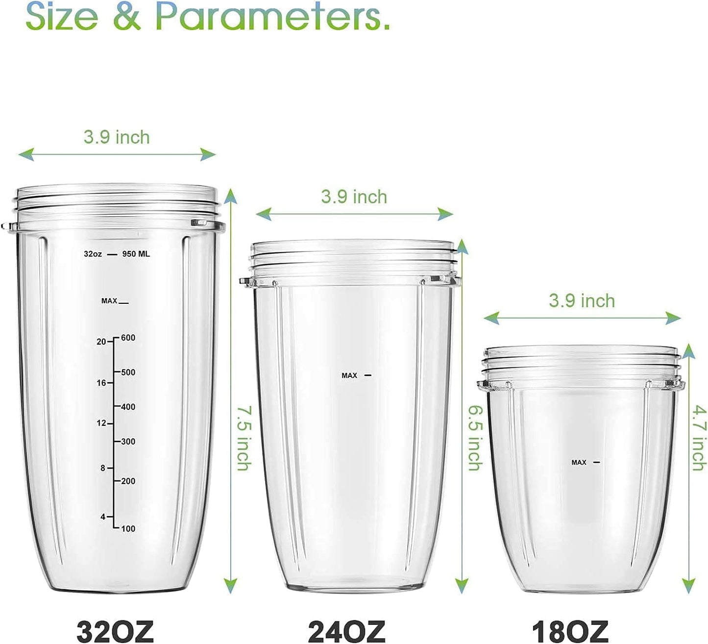 MEET JUICE Replacement 32oz Cups with Flip-Top Lid and Rubber Gasket Clear NEW
