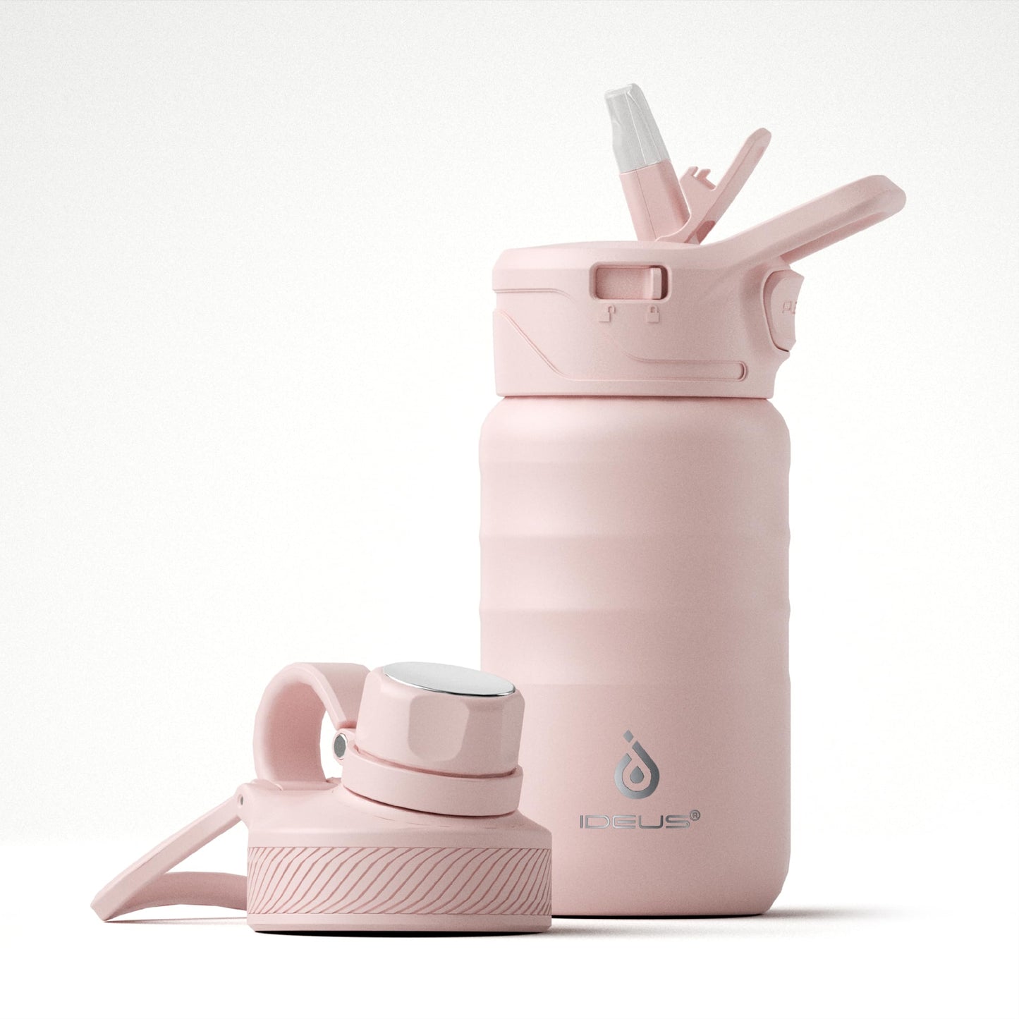 Ideus Insulated Stainless Steel Sports Water Bottle 12oz/360ml Light Pink NEW