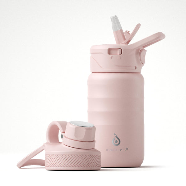 Ideus Insulated Stainless Steel Sports Water Bottle 12oz/360ml Light Pink NEW