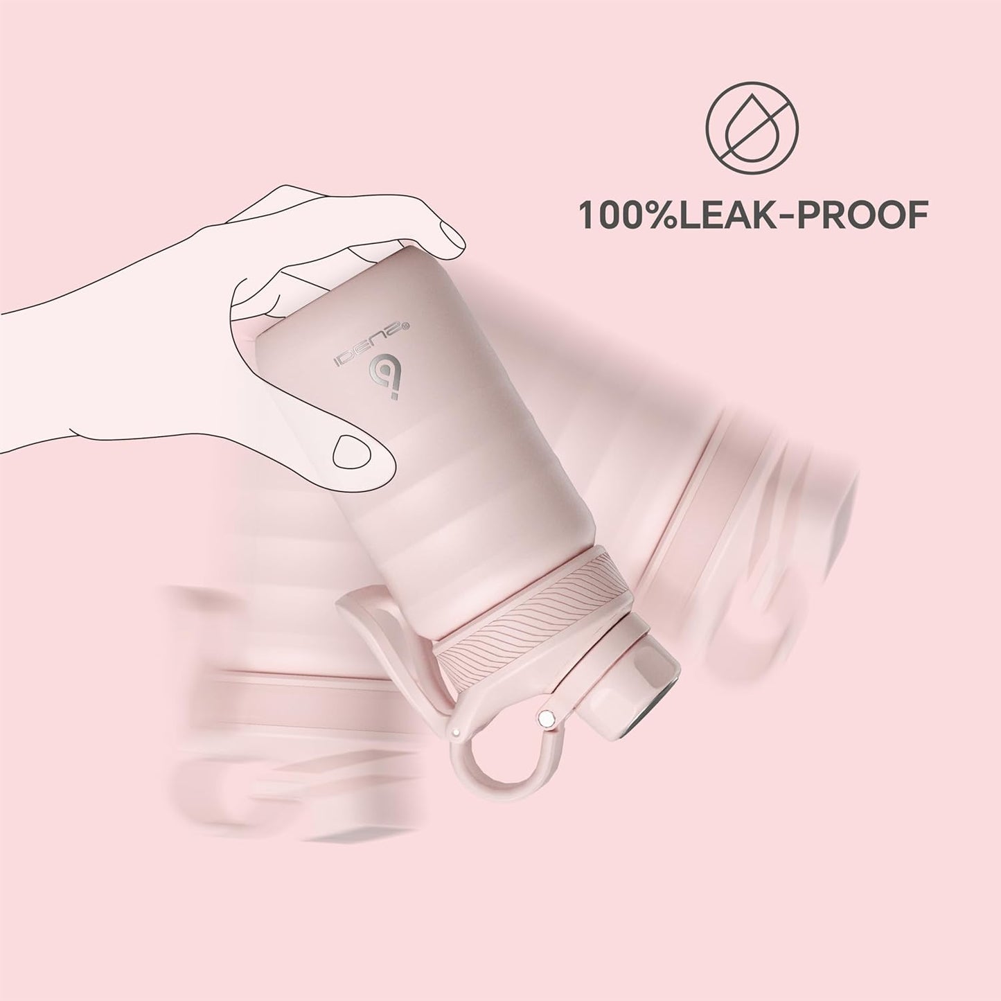 Ideus Insulated Stainless Steel Sports Water Bottle 12oz/360ml Light Pink NEW