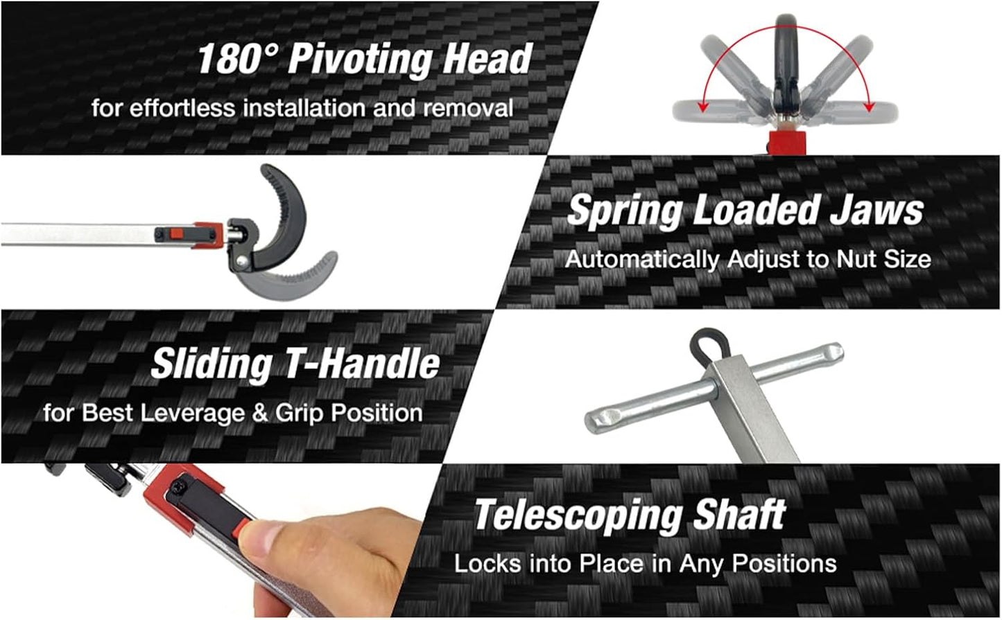 Telescoping Basin Wrench, Cr-V Steel Sink Faucet Wrenches, Adjustable DEMO