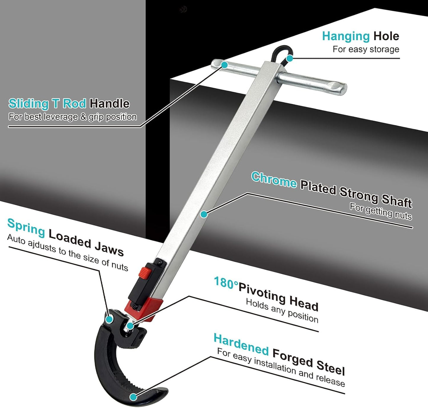 Telescoping Basin Wrench, Cr-V Steel Sink Faucet Wrenches, Adjustable DEMO