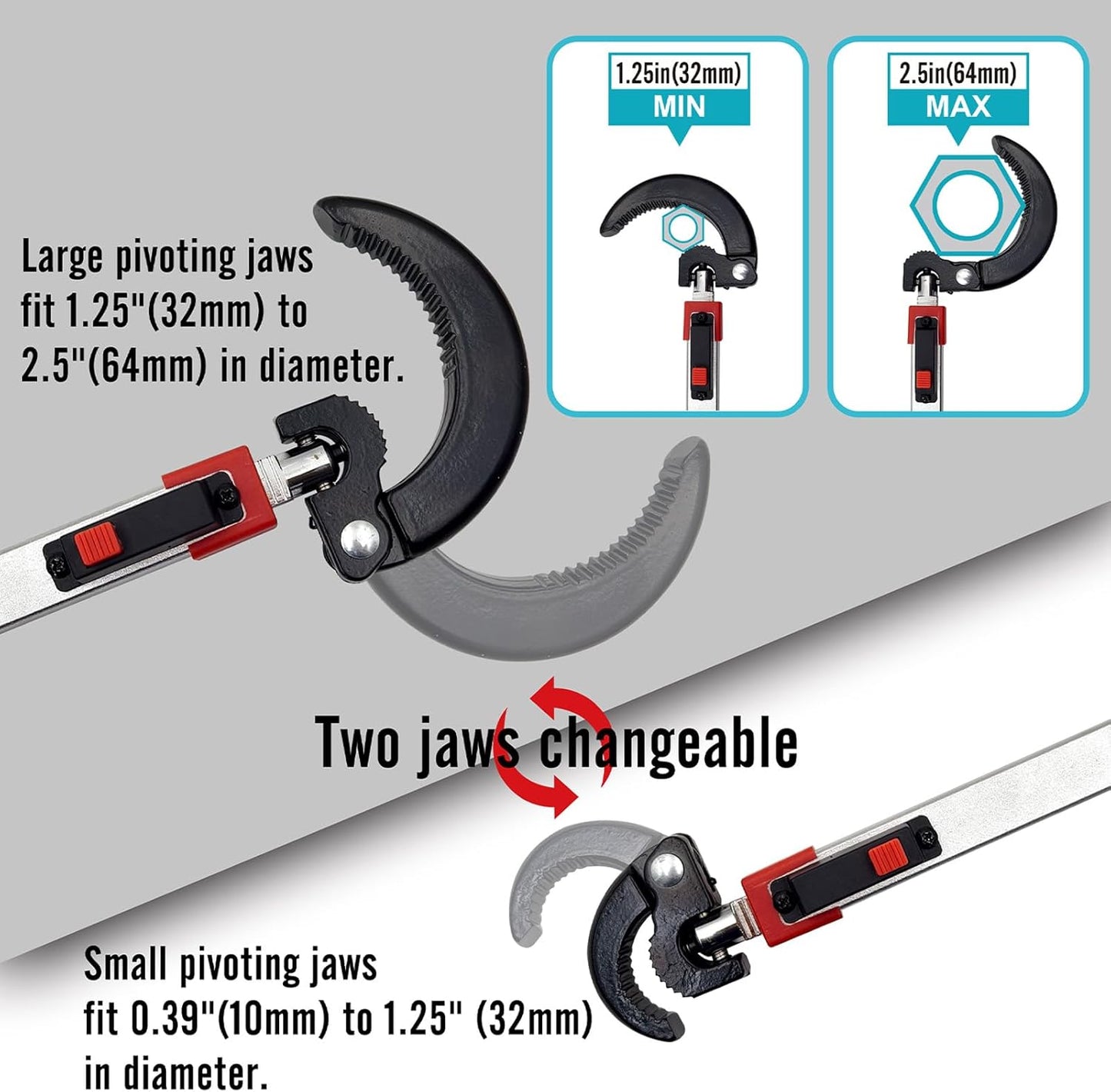 Telescoping Basin Wrench, Cr-V Steel Sink Faucet Wrenches, Adjustable DEMO