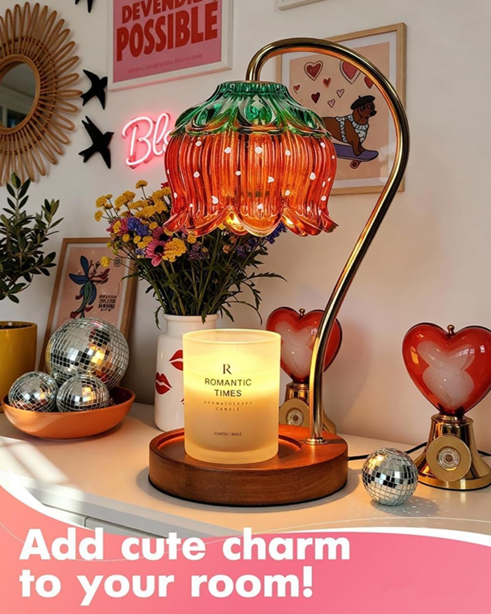 Deyagoo Strawberry Fragrance Candle Warmer Lamp with Timer, Electric NEW
