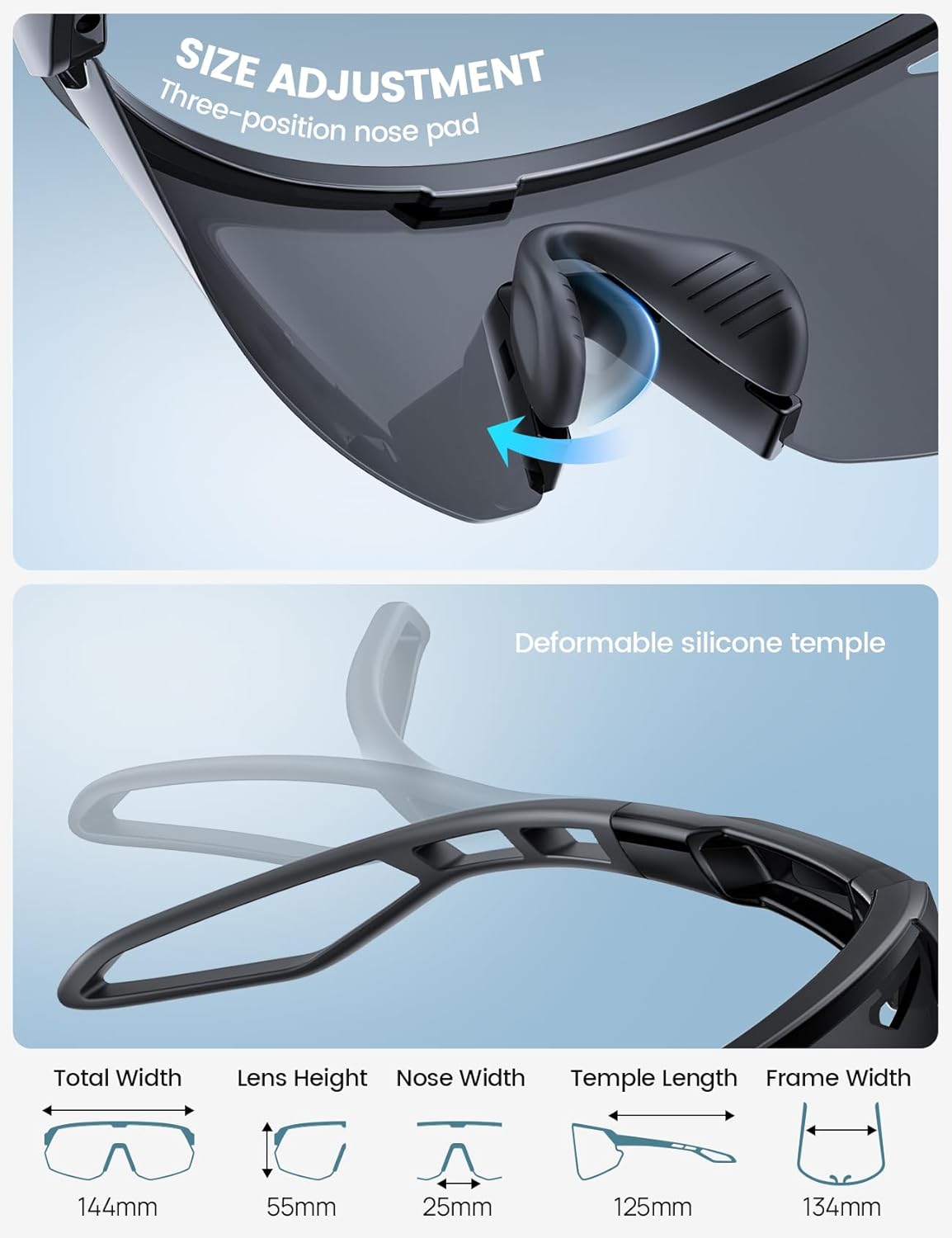 Lamicall Polarized Sports Sunglasses 99.9% UV400 Protection Glasses NEW