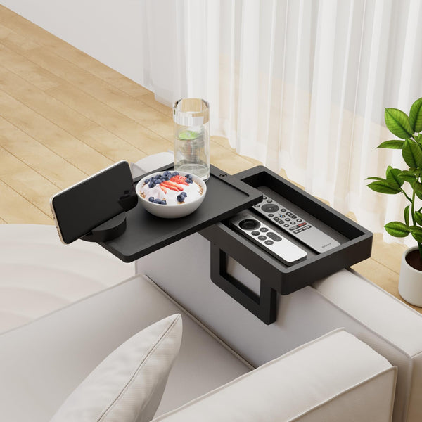Wealone Mini End Tables Black Couch Arm Table with Storage Tray for Narrow DEMO