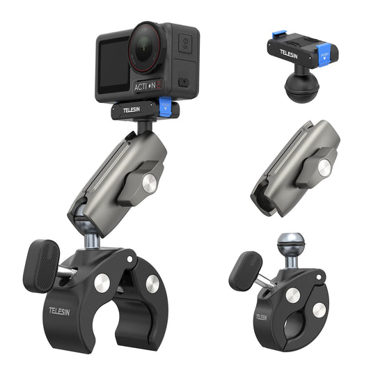 TELESIN Super Clamp Mount Bike Holder for DJI Pocket 4/3 Osmo Nano/Osmo DEMO
