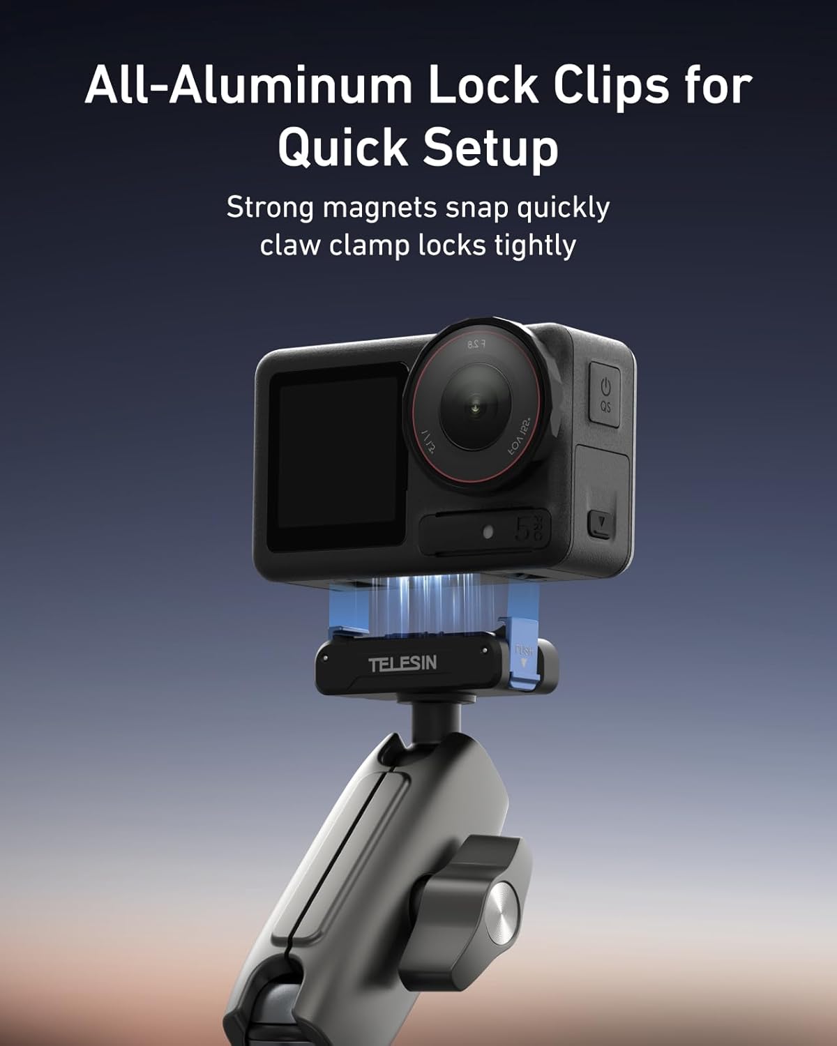 TELESIN Super Clamp Mount Bike Holder for DJI Pocket 4/3 Osmo Nano/Osmo DEMO