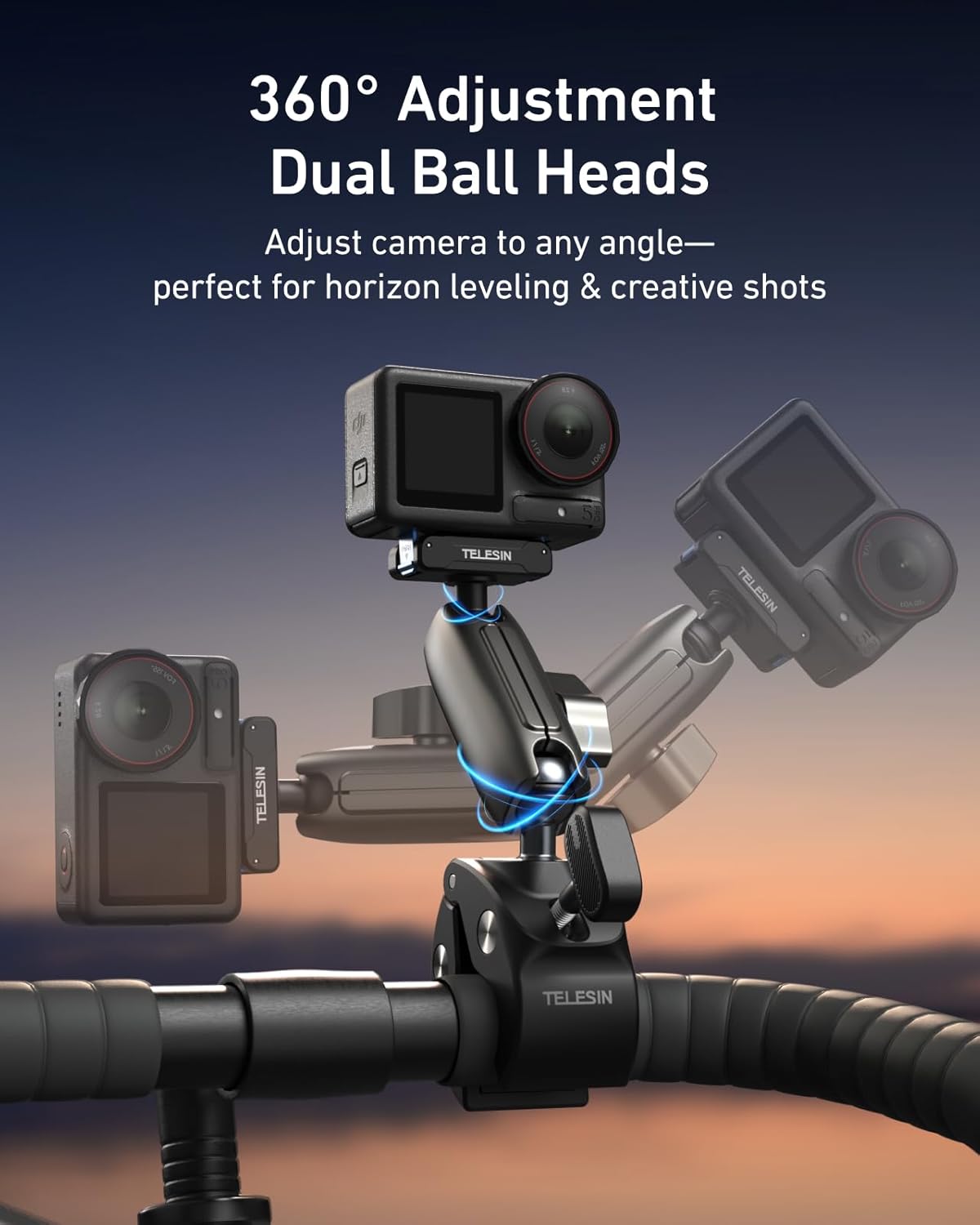 TELESIN Super Clamp Mount Bike Holder for DJI Pocket 4/3 Osmo Nano/Osmo DEMO