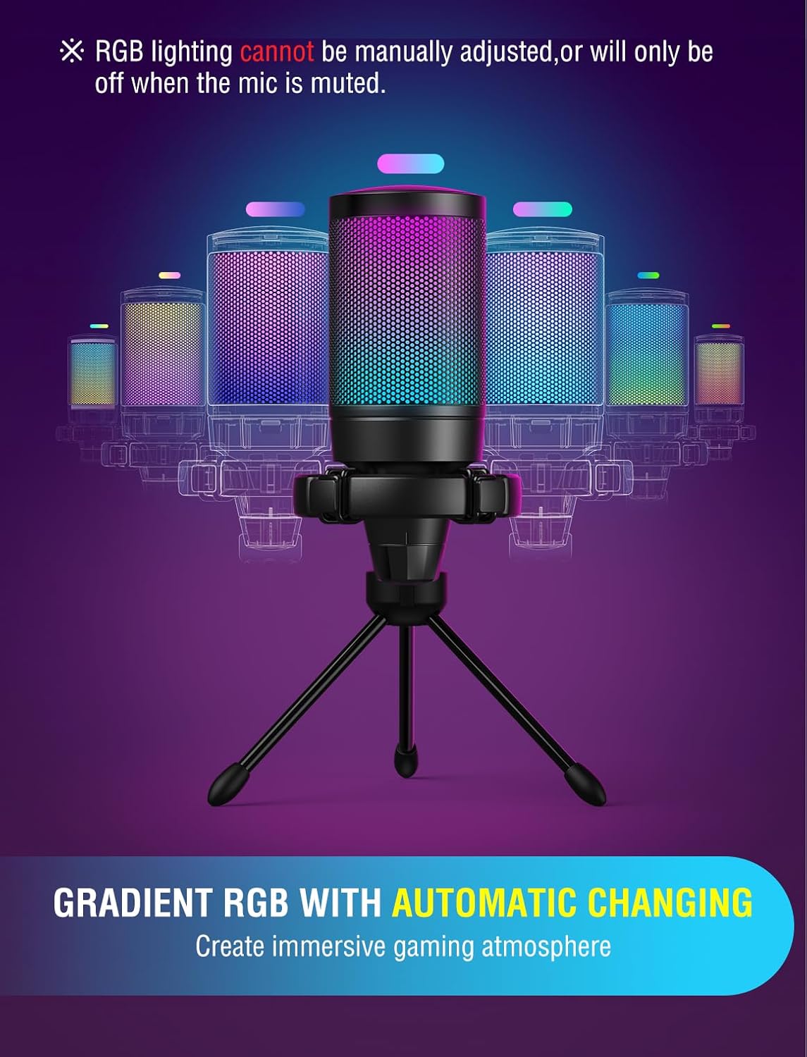 FIFINE Condenser Microphone with USB, RGB Lighting & Mute for PC, PS5 DEMO