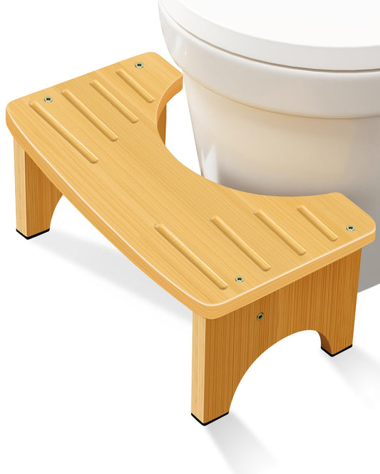 JACNITAD 6.5 Bathroom Stools Inch Bamboo Toilet Stool Non-Slip Squat  NEW