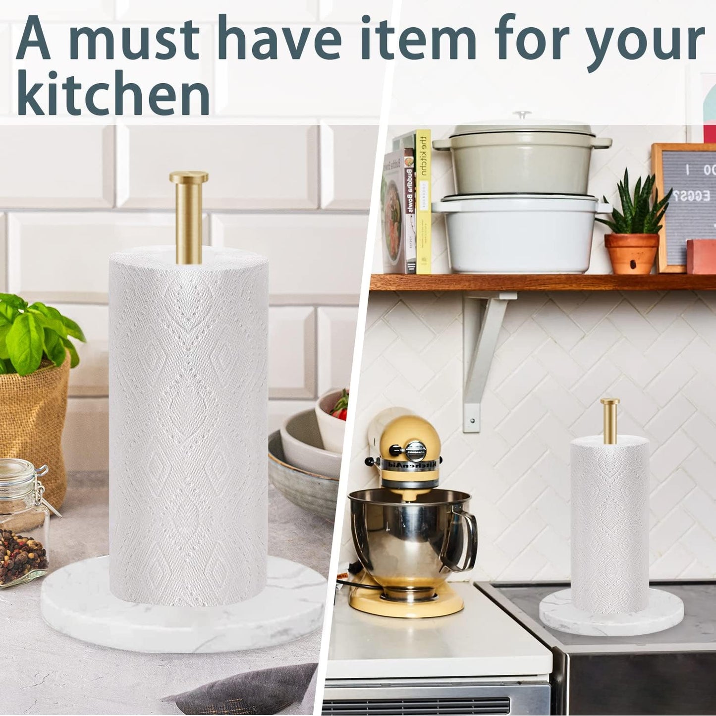 SEDISON Brushed Gold Paper Towel Holder Stand for Kitchen Countertop DEMO