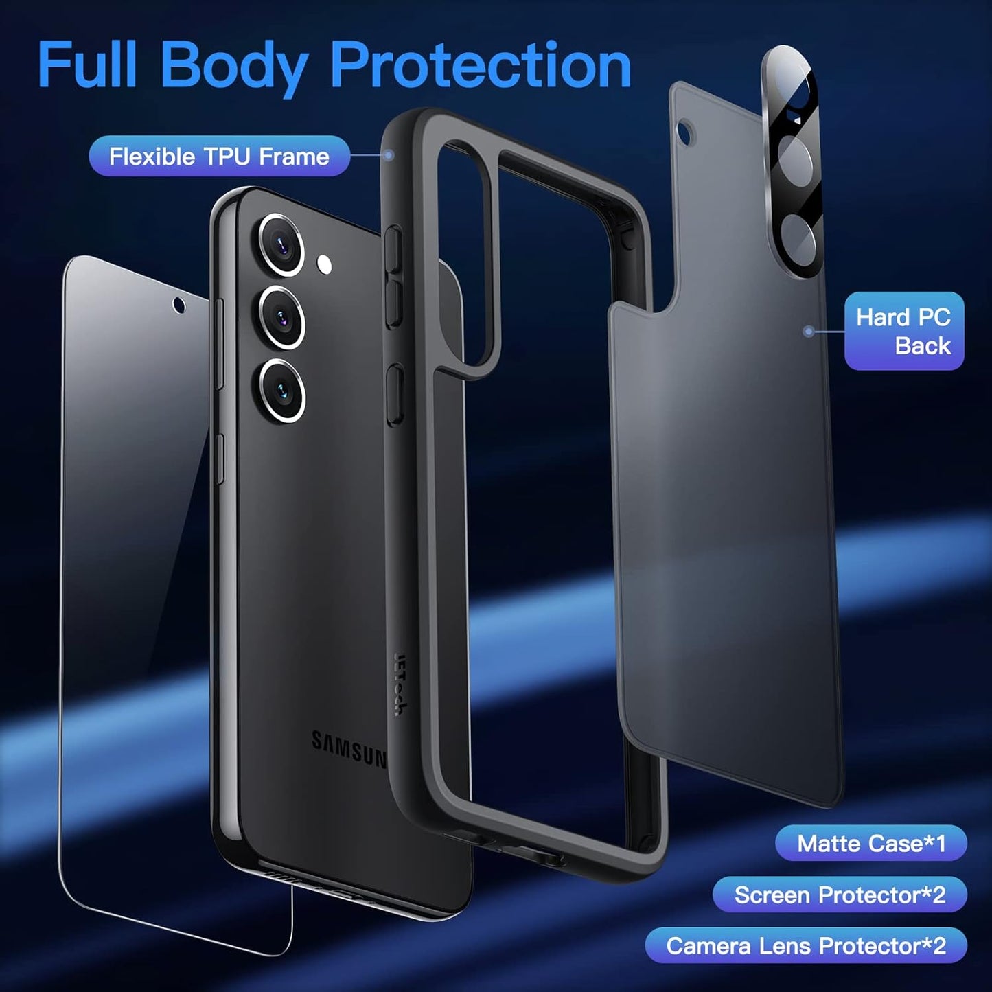 JETech Matte Basic Cases Case for Samsung Galaxy S23 5G 6.1-Inch with 2 NEW