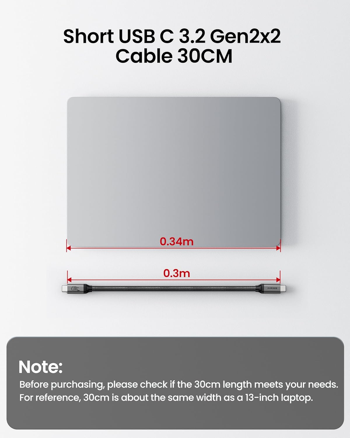 Silkland 20Gbps USB Cables USB-C Data Cable, High-Speed Grey Transfer Cord DEMO