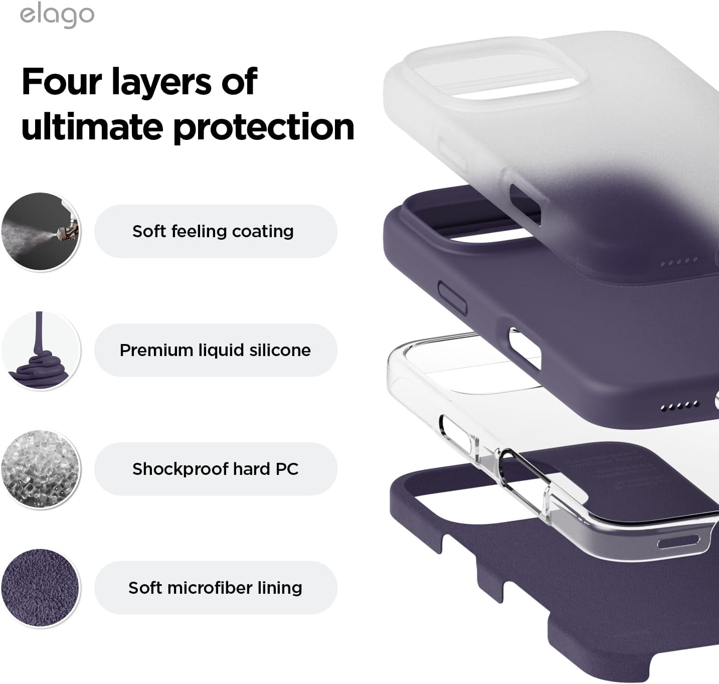 elago Premium Basic Cases Liquid Silicone Protective Case for iPhone 16 Pro NEW