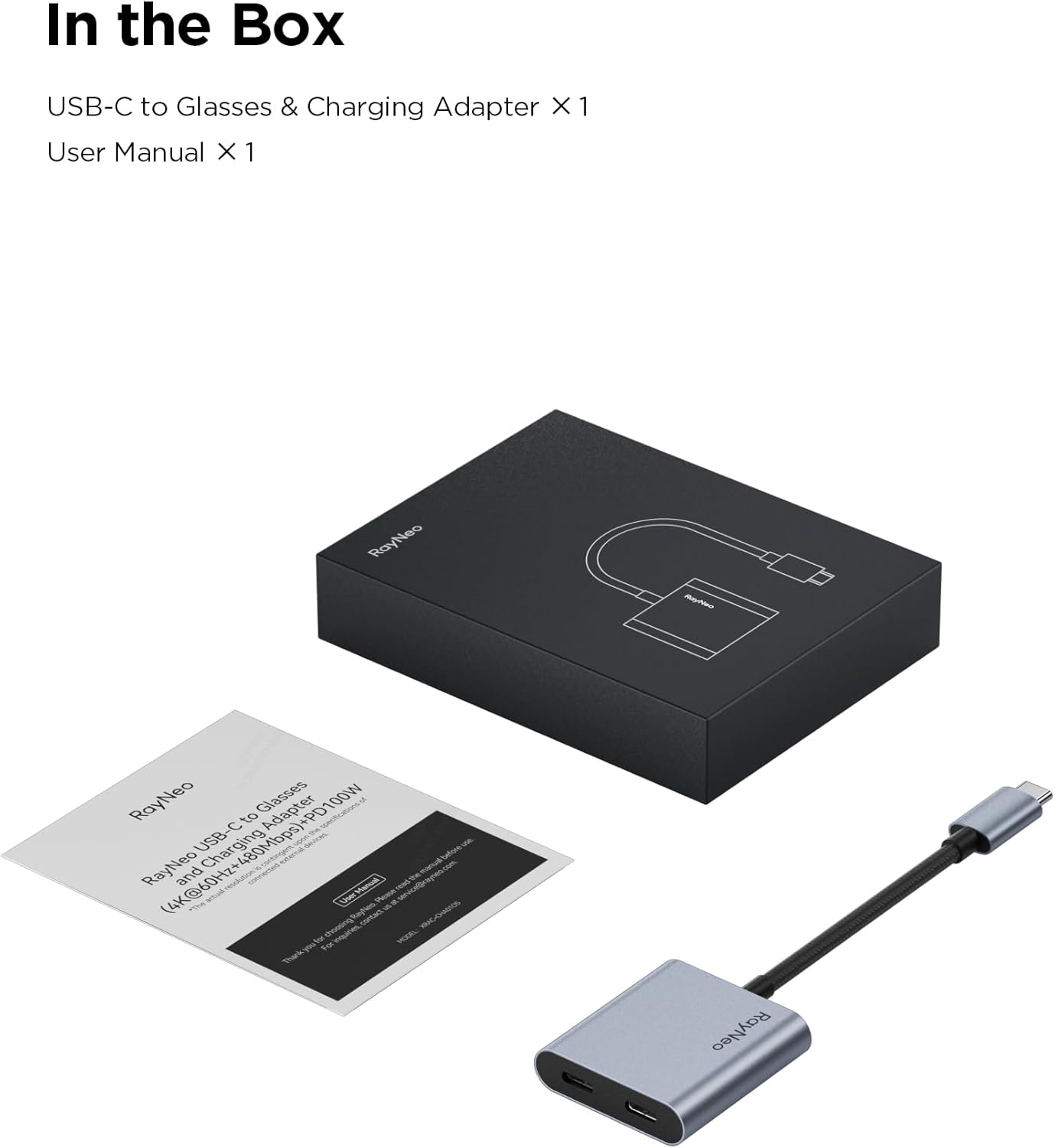 RayNeo USB-C to Glasses Charging Adapter - Charge and Play Hands-Free in DEMO