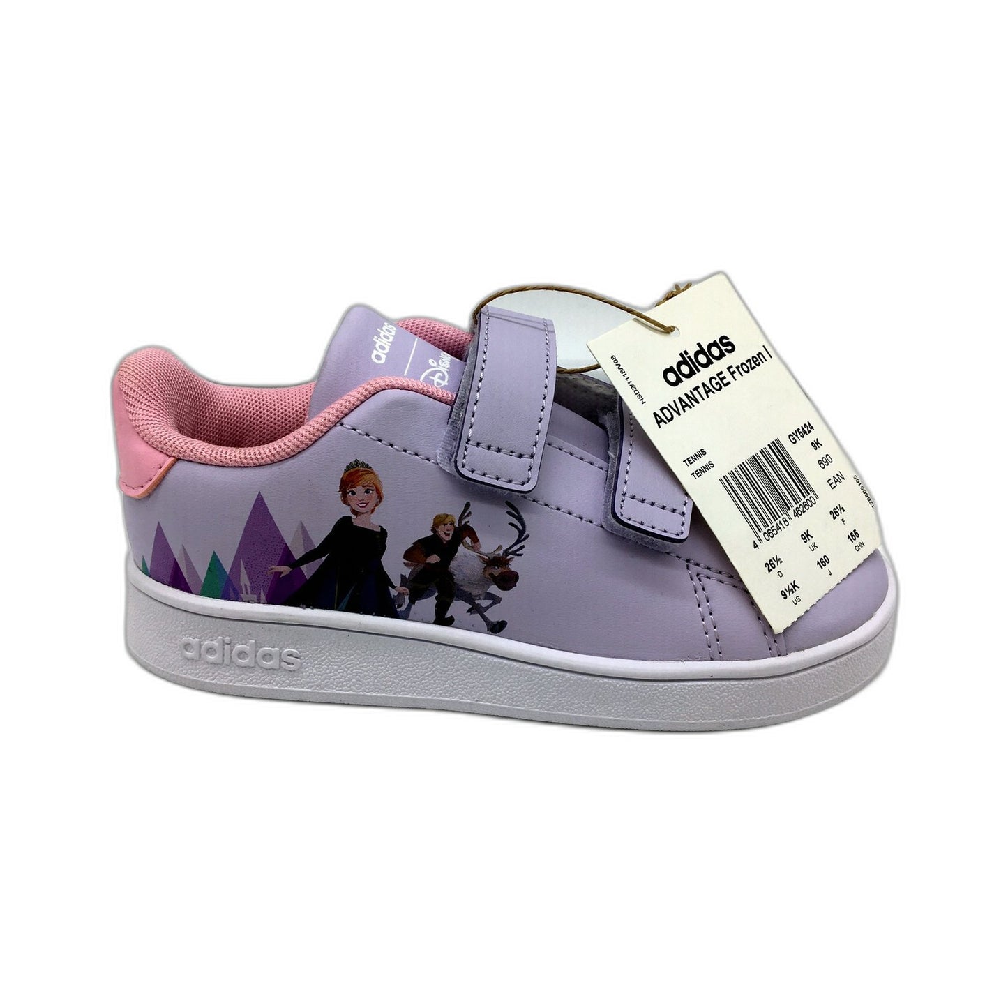 Adidas Girls' Frozen Advantage Purple & Pink Sneakers US 9.5 EU 26.5 NEW