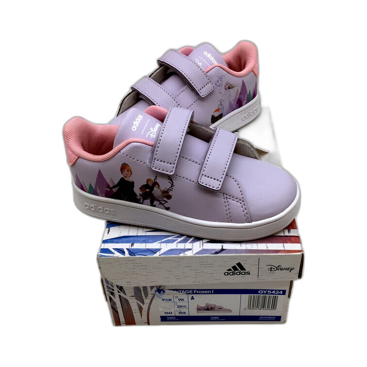 Adidas Girls' Frozen Advantage Purple & Pink Sneakers US 9.5 EU 26.5 NEW