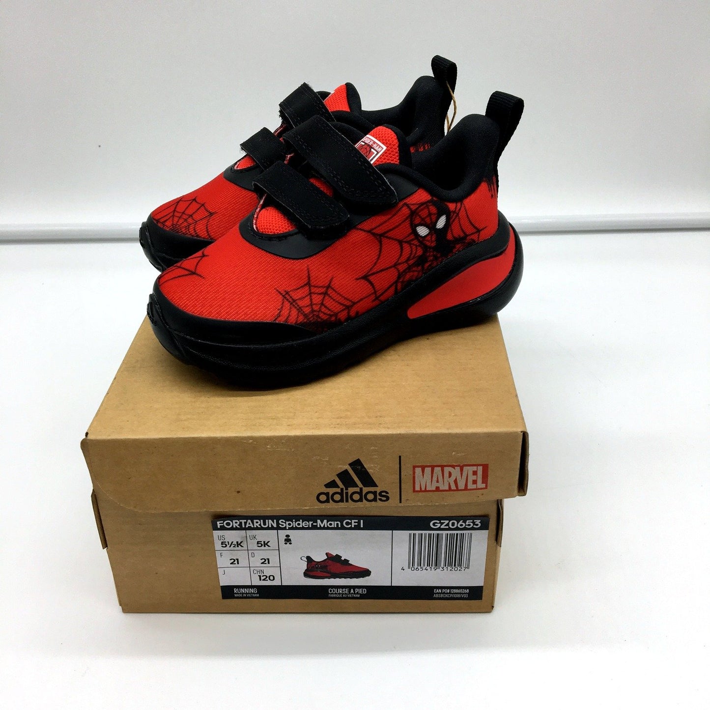 Adidas Marve Spider-Man Fortarun Running Shoes Red & Black KIDS US 5.5K EU21 NEW