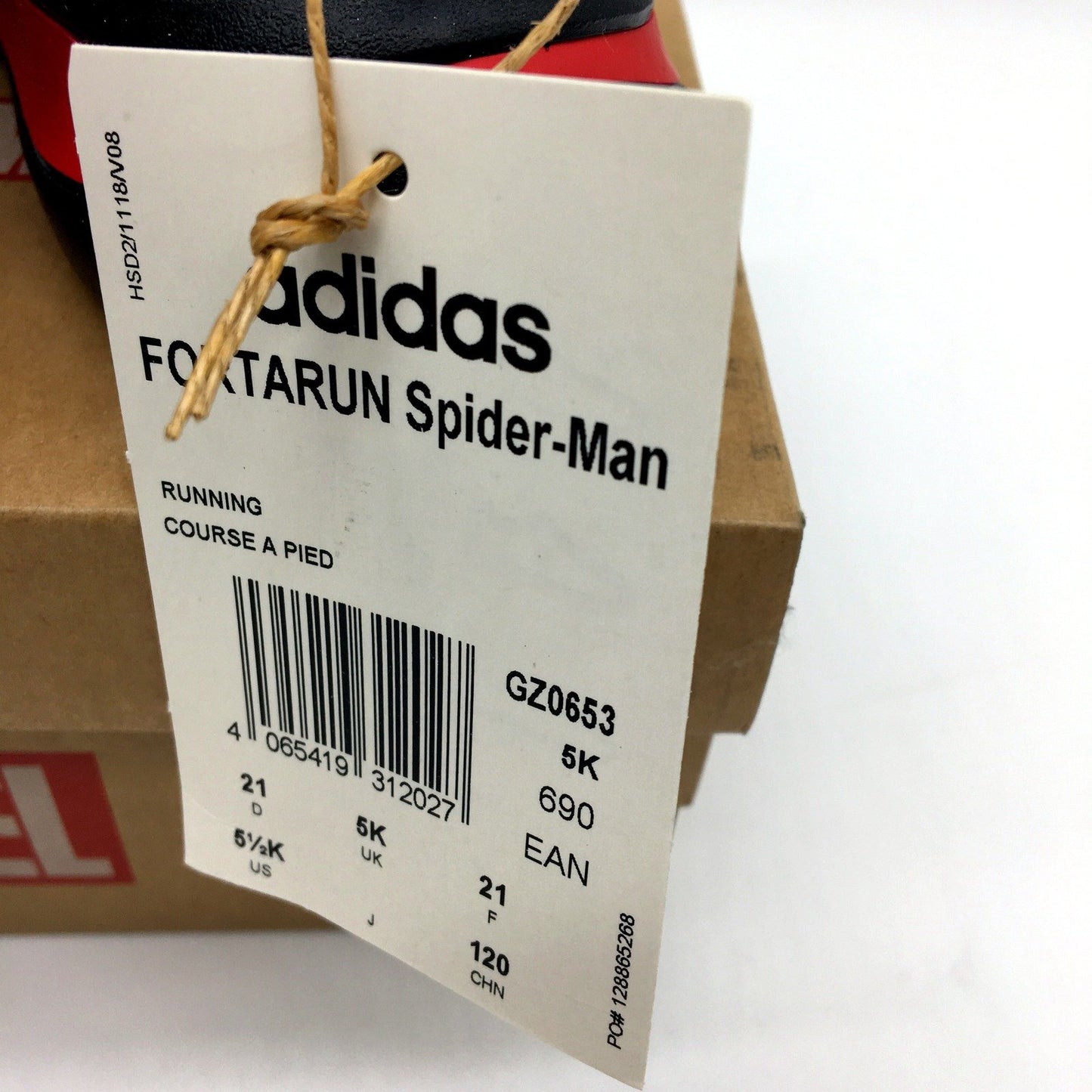 Adidas Marve Spider-Man Fortarun Running Shoes Red & Black KIDS US 5.5K EU21 NEW