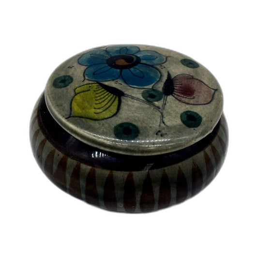 VINTAGE Hand Crafted Small Ceramic Trinket Box With Lid Artison Signed